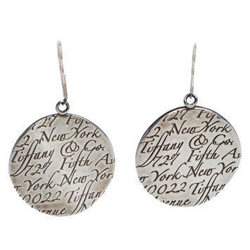 Pre Owned Tiffany & Co. Sterling Silver Notes Drop Earrings