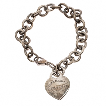 Pre Owned Tiffany & Co. Return to Tiffany Heart Tag Silver Bracelet