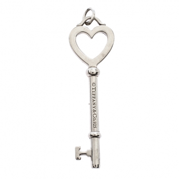Pre Owned Tiffany & Co. Sterling Silver Heart Key Pendant
