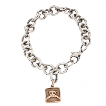 Pre Owned Tiffany & Co. Rubedo Charm Silver Chain Link Bracelet