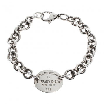 Pre Owned Tiffany & Co. Return To Tiffany Oval Tag Silver Bracelet