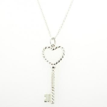Pre Owned Tiffany & Co. Silver Twisted Key Pendant Necklace