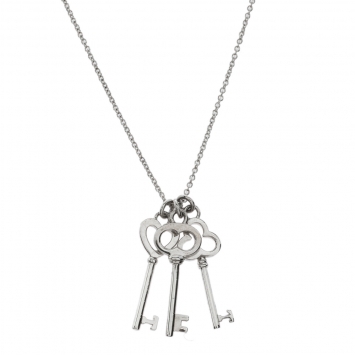 Pre Owned Tiffany & Co. Silver Mini Three-Key Pendant Necklace