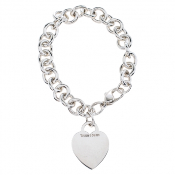 Pre Owned Tiffany & Co. Sterling Silver Heart Tag Bracelet
