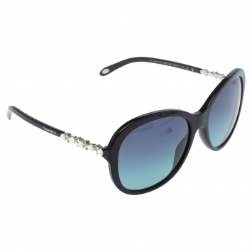 Pre Owned Tiffany & Co. Black Crystal Embellished/ Blue Gradient TF 4104-H-B Sunglasses
