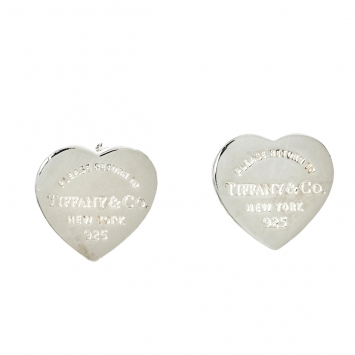 Pre Owned Tiffany & Co. Return To Tiffany Mini Heart Tag Silver Stud Earrings
