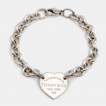 Pre Owned Tiffany & Co. Return to Tiffany Heart Tag Sterling Silver Bracelet