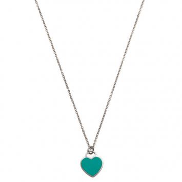 Pre Owned Tiffany & Co. Return to Tiffany Mini Double Heart Tag Sterling Silver Pendant Necklace