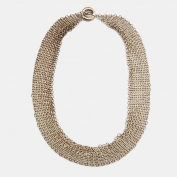 Pre Owned Tiffany & Co.  Elsa Peretti Mesh Sterling Silver Necklace