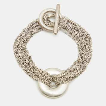 مملوكة مسبقًا Tiffany & Co. Sterling Silver Circle Mesh Toggle Bracelet