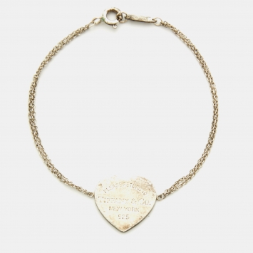 Pre Owned Tiffany & Co. Return To Tiffany Sterling Silver Heart Tag Bracelet