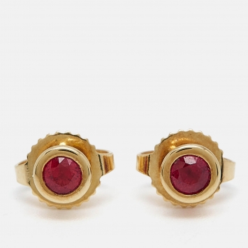 Pre Owned Tiffany & Co. Elsa Peretti Color by the Yard Rubies 18k Yellow Gold Earrings