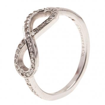 Pre Owned Tiffany & Co. Infinity Diamonds Platinum Ring Size 51