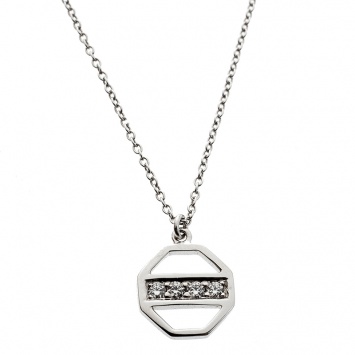 Pre Owned Tiffany & Co. Paloma Picasso Diamond 18k White Gold Octagon Pendant Necklace