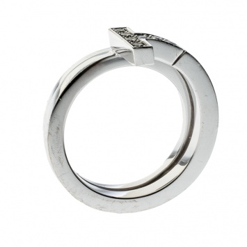 Pre Owned Tiffany & Co. Tiffany T Wrap Diamond 18k White Gold Ring Size 50