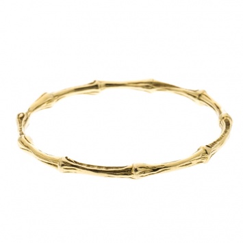 Pre Owned Tiffany & Co. Bamboo Textured 18k Yellow Gold Oval Bangle Bracelet
