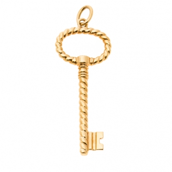 Pre Owned Tiffany & Co. Twist Oval 18k Yellow Gold Key Pendant 
