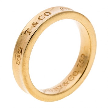 Pre Owned Tiffany & Co. 1837 18k Yellow Gold Narrow Band Ring Size 52