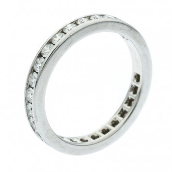 Pre Owned Tiffany & Co. Diamond Channel Set Platinum Eternity Wedding Band Ring Size 54
