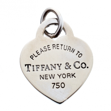 Pre Owned Tiffany & Co. Return To Tiffany 18k White Gold Heart Tag Charm Pendant