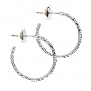 Pre Owned Tiffany & Co. Tiffany Metro Diamond 18k White Gold Hoop Earrings