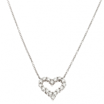Pre Owned Tiffany & Co. Diamond Heart Platinum Pendant Necklace