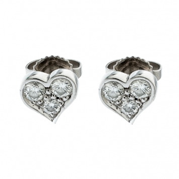 Pre Owned Tiffany & Co. Diamond Heart Platinum Stud Earrings