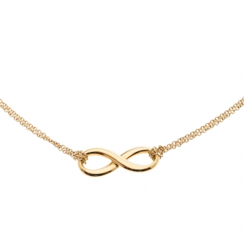 Pre Owned Tiffany & Co. Infinity 18k Yellow Gold Double Chain Pendant Necklace