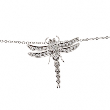 Pre Owned Tiffany & Co. Dragonfly Diamond Platinum Pendant Necklace