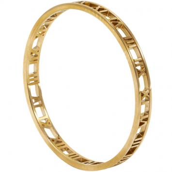 Pre Owned Tiffany & Co 18K Rose Gold Atlas  Bangle Bracelet Size 17