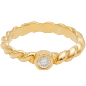 Pre Owned Tiffany & Co. 18K Yellow Gold Twisted Wire Diamond Ring Size 52