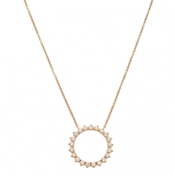 Pre Owned Tiffany & Co. Open Circle Diamond 18k Rose Gold Pendant Necklace