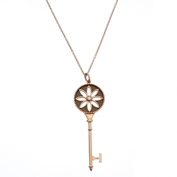 Pre Owned Tiffany & Co. Daisy Key Diamond 18K Rose Gold Long Pendant Necklace