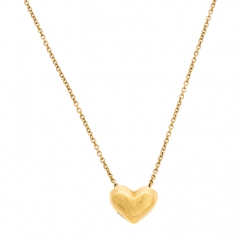 Pre Owned Tiffany & Co. Puffy Heart 18K Yellow Gold Pendant Necklace