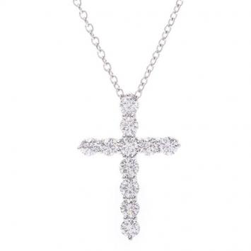 Pre Owned Tiffany & Co.  PT950 and Diamond Cross Necklace 