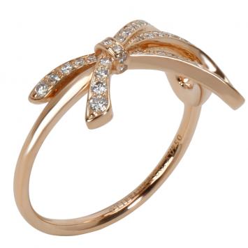 Pre Owned Tiffany & Co. Bow 0.32 CTW Diamond 18K Rose Gold Ring Size 56