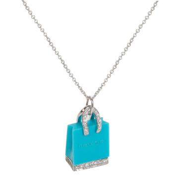 Pre Owned Tiffany & Co. Shopping Bag 1/4 CTW Diamond Platinum Pendant Nekclace