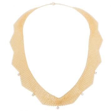 Pre Owned Tiffany & Co. Peretti Mesh 0.25 CTW Diamond 18K Yellow Gold Choker Necklace 