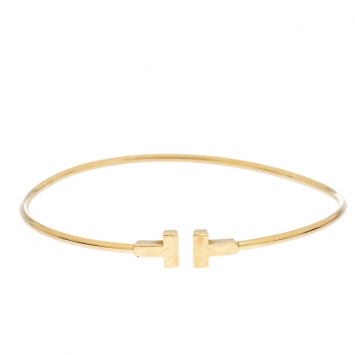 Pre Owned Tiffany & Co. T Wire 18K Yellow Gold Narrow Bracelet 
