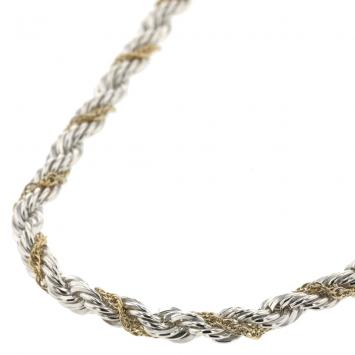 Pre Owned Tiffany & Co. Twisted Rope 18K Yellow Gold Silver Chain Necklace