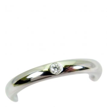 Pre Owned Tiffany & Co. Stacking Band Diamond Platinum Silver Ring Size 47