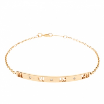 Pre Owned Tiffany & Co. Atlas Pierced Diamond 18K Rose Gold Bracelet