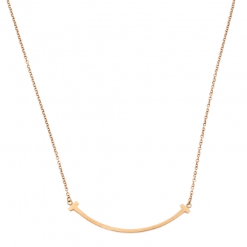 Pre Owned Tiffany & Co. Tiffany T Smile 18K Rose Gold Pendant Necklace 
