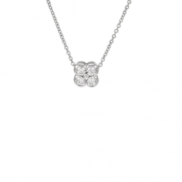 Pre Owned Tiffany & Co. Diamond Platinum Flower Pendant Necklace 