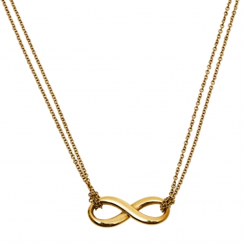 Pre Owned Tiffany & Co. Infinity 18K Yellow Gold Double Chain Pendant Necklace