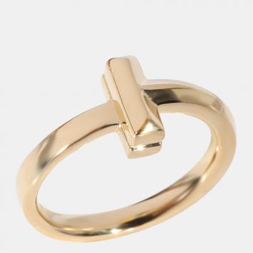 Pre Owned Tiffany & Co. Tiffany T Fashion Ring in 18k Yellow Gold Ring Size 2.25