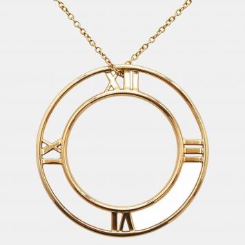 Pre Owned Tiffany & Co. Atlas Circle Open Medallion 18K Rose Gold Necklace