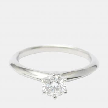 Pre Owned Tiffany & Co. Tiffany Setting Solitaire Platinum Diamond Ring EU 49