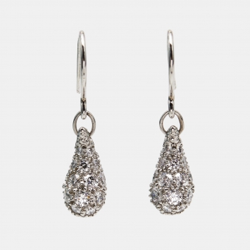 Pre Owned Tiffany & Co. Elsa Peretti  Teardrop Diamond Platinum Drop Earrings