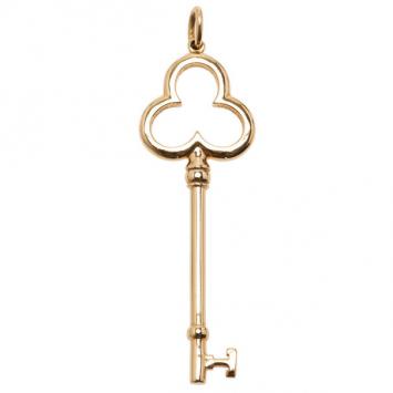 Pre Owned Tiffany & Co. Trefoil Key 18K Yellow Gold Pendant Necklace
